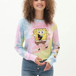 Long Sleeve SpongeBob SquarePants Tie-Dye Graphic Tee XS